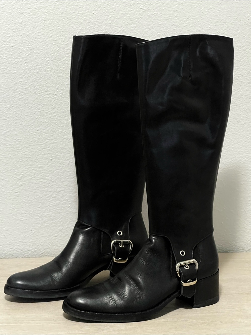Equestrian English style Tall Italian Leather Riding Boots 2in1
